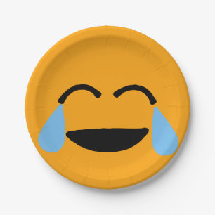 Laughing Face Funny Orange Emoticon Emojii Paper Plate