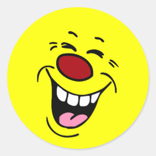 Laughing Face Grumpey Classic Round Sticker