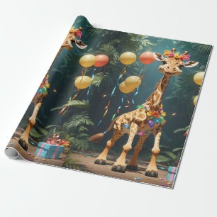 Laughing Giraffe with Gifts Wrapping Paper