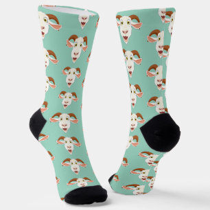 Laughing Goat Face Funny Cartoon Socks