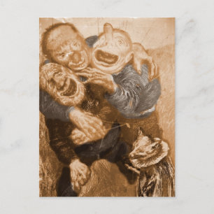 Laughing Grandfather Trolls Postcard
