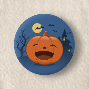Laughing Halloween Pumpkin 6 Cm Round Badge