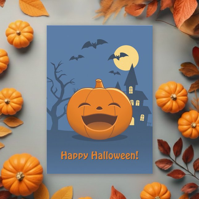 Laughing Halloween Pumpkin Holiday Card (Creator Uploaded)