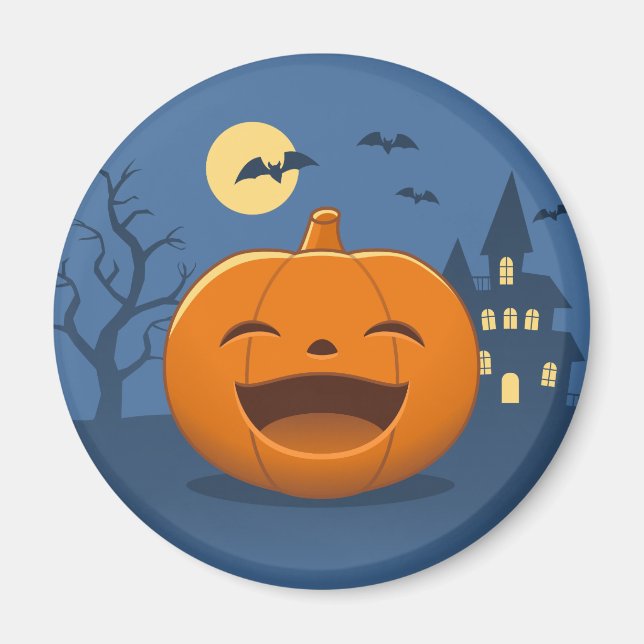 Laughing Halloween Pumpkin Magnet (Front)