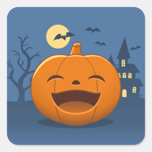 Laughing Halloween Pumpkin Square Sticker