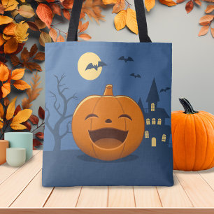 Laughing Halloween Pumpkin Tote Bag