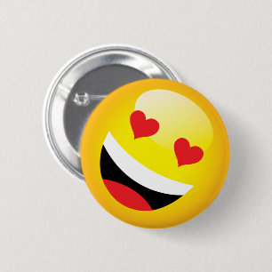 Laughing Heart Eyes Kawaii Emoji 6 Cm Round Badge