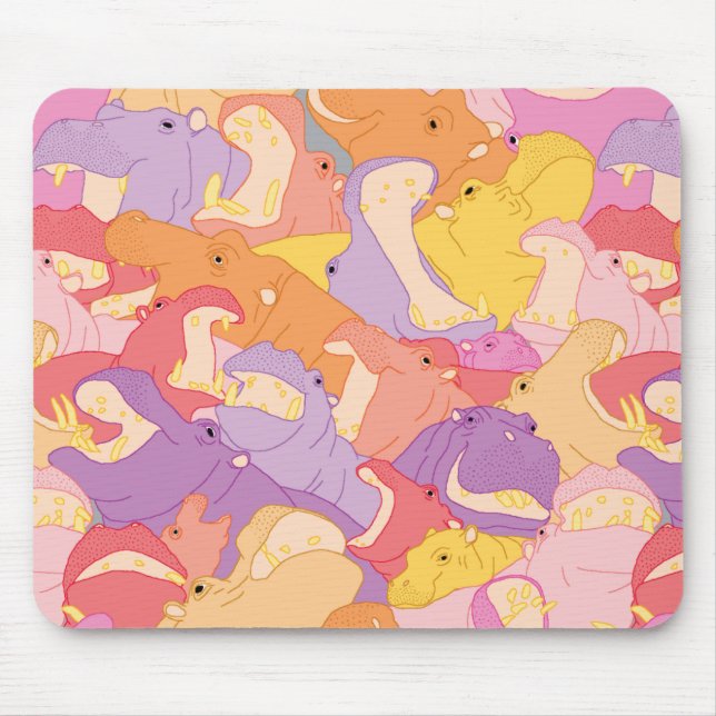 Laughing Hippos - color colors Mouse Pad (Front)
