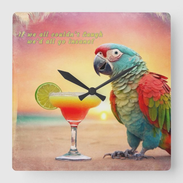 Laughing Insane -  Square Wall Clock (Front)