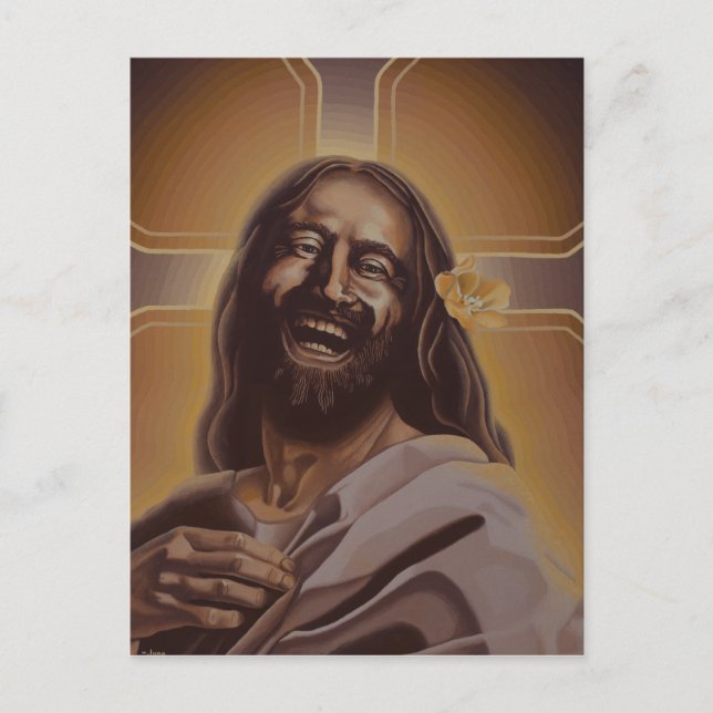 Laughing Jesus post card (Front)