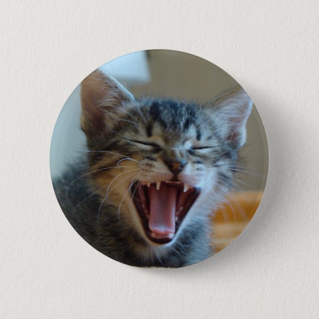 Laughing Kitten 6 Cm Round Badge (Front)