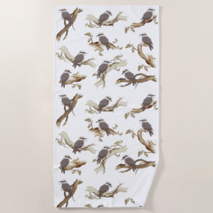 Laughing Kookaburra Australian Bird Eucalyptus  Beach Towel