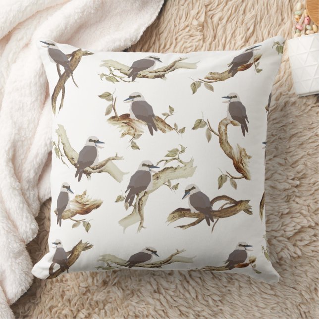 Laughing Kookaburra Australian Bird Eucalyptus  Cushion (Blanket)