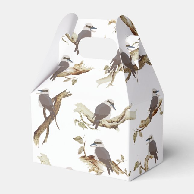 Laughing Kookaburra Australian Bird Eucalyptus  Favour Box (Front Side)