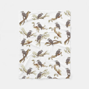 Laughing Kookaburra Australian Bird Eucalyptus  Fleece Blanket