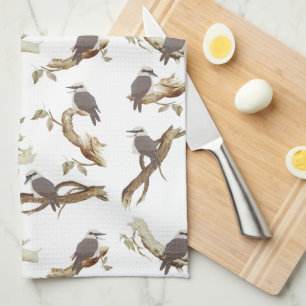 Laughing Kookaburra Australian Bird Eucalyptus  Tea Towel