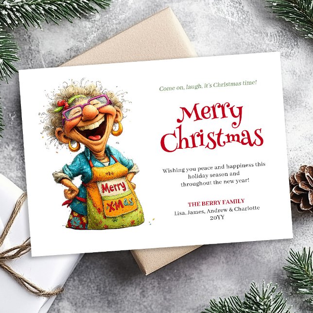 Laughing Lady Editable Digital Christmas Greeting Holiday Card (Laughing Lady Editable Digital Christmas Greeting)