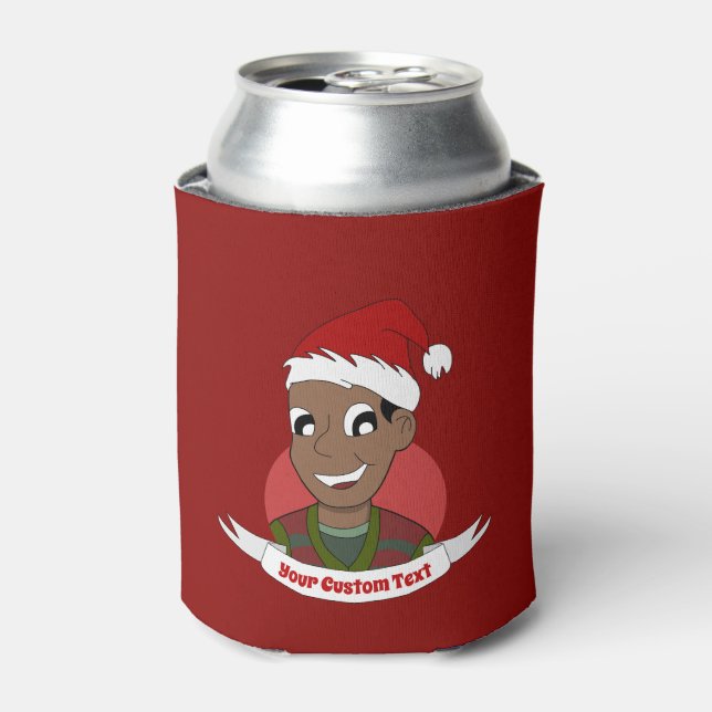 Laughing man Christmas cartoon Can Cooler (Can Front)