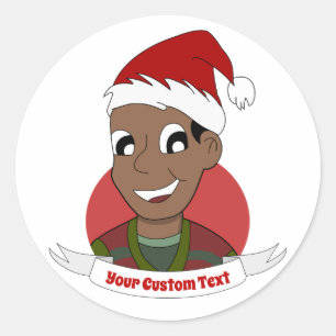 Laughing man Christmas cartoon Classic Round Sticker