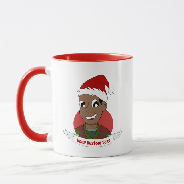 Laughing man Christmas cartoon Mug (Left)