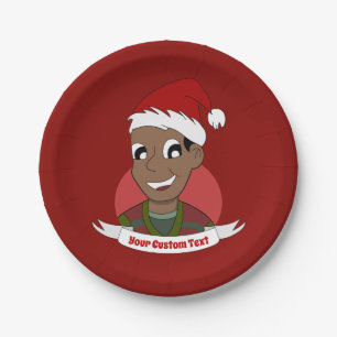 Laughing man Christmas cartoon Paper Plate