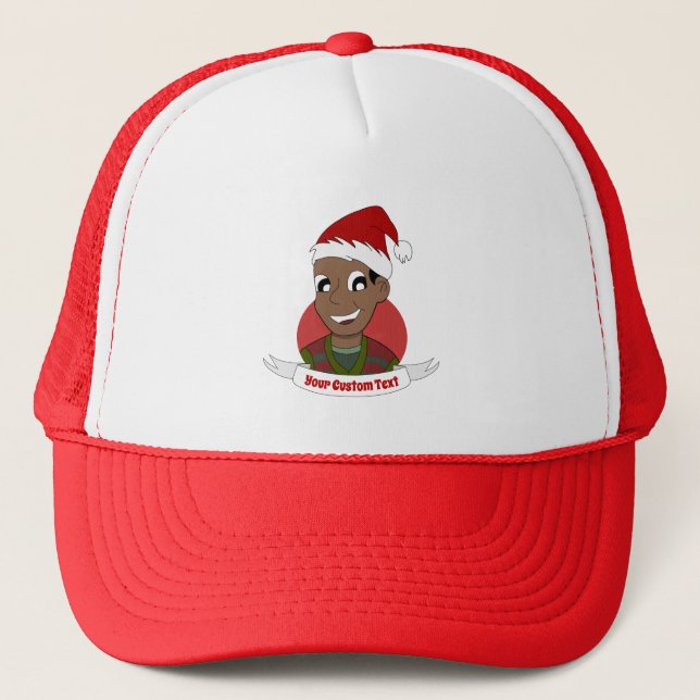 Laughing man Christmas cartoon Trucker Hat (Front)