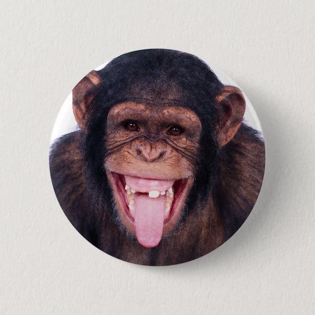 Laughing Monkey 6 Cm Round Badge (Front)