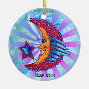 laughing Moon Ceramic Ornament