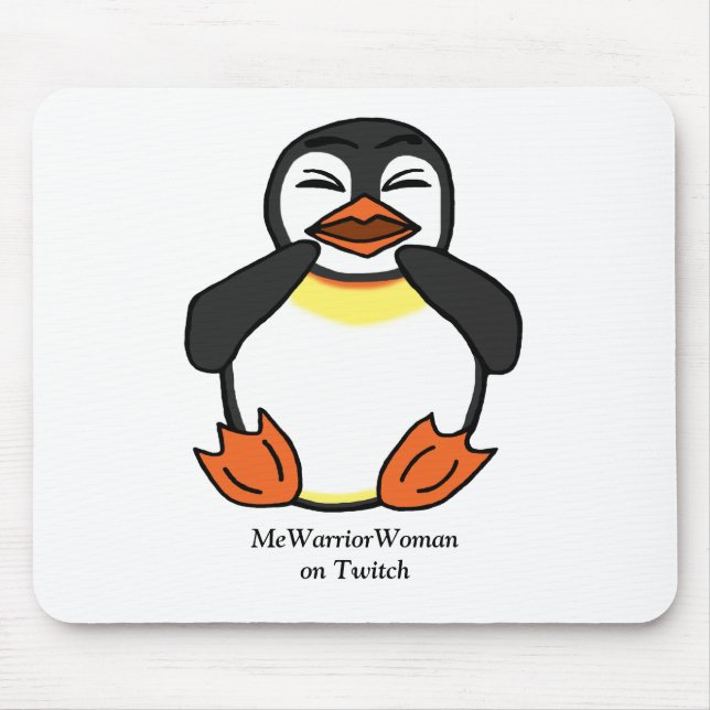Laughing  Penguin, MeWarriorWoman on Twitch Mouse Pad (Front)