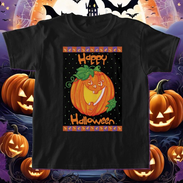 Laughing Pumpkin Cute Halloween Girl's T-Shirt (Creator Uploaded)