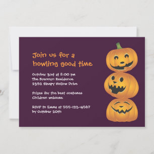 Laughing pumpkins fun cute Halloween invitation