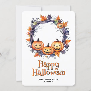 Laughing Pumpkins Ghosts Happy Halloween Card