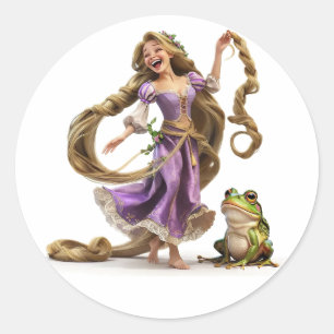 Laughing Rapunzel Classic Round Sticker