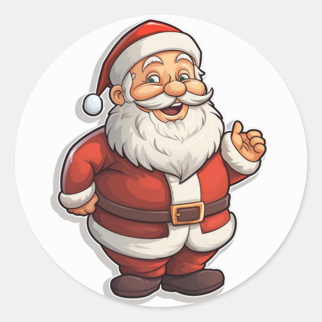 Laughing Santa Claus Cartoon Sticker (Front)