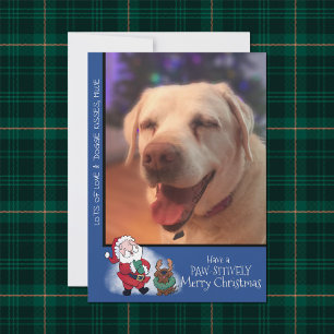 Laughing Santa Reindeer Lab Pet Photo Modern Holiday Card