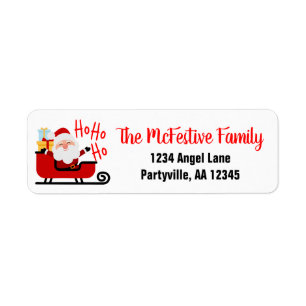 Laughing Santa Sleigh Christmas Address Labels