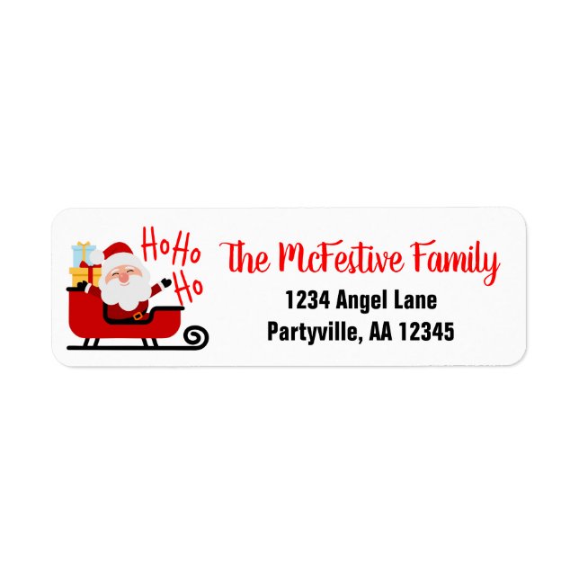 Laughing Santa Sleigh Christmas Address Labels (Front)