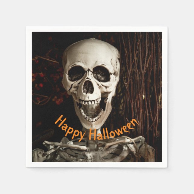 Laughing Skeleton Halloween  Paper Napkin (Front)