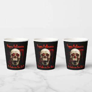 Laughing Skull Black and Red Halloween Party Paper Cups