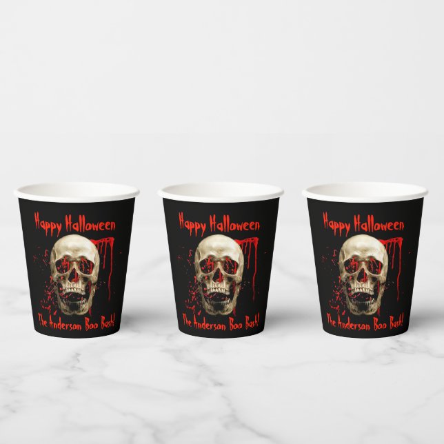 Laughing Skull Black and Red Halloween Party Paper Cups (Multi)