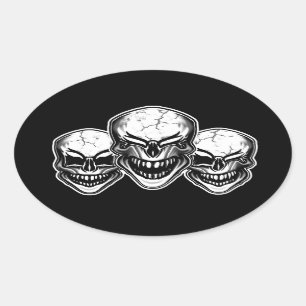 Laughing Skulls Oval Sticker
