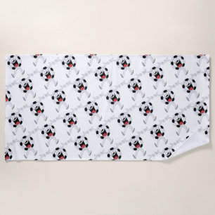Laughing Soccer Ball Mascot Beach Towel