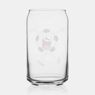 Laughing Soccer Ball Mascot Can Glass