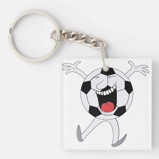 Laughing Soccer Ball Mascot Key Ring (Front)