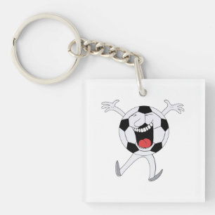 Laughing Soccer Ball Mascot Key Ring