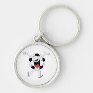 Laughing Soccer Ball Mascot Key Ring