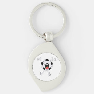 Laughing Soccer Ball Mascot Key Ring
