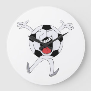 Laughing Soccer Ball Mascot Large Clock