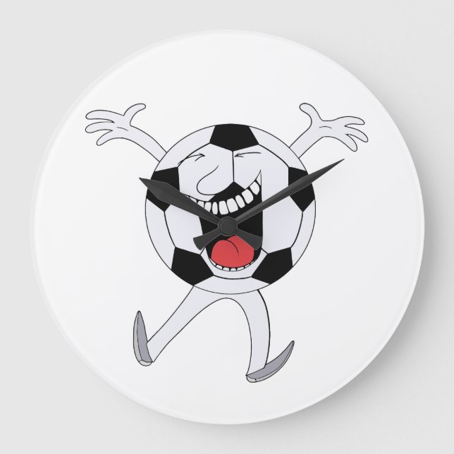 Laughing Soccer Ball Mascot Large Clock (Front)