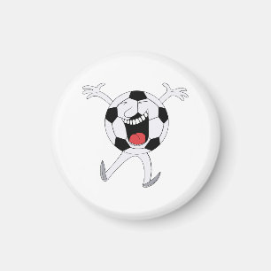 Laughing Soccer Ball Mascot Magnet